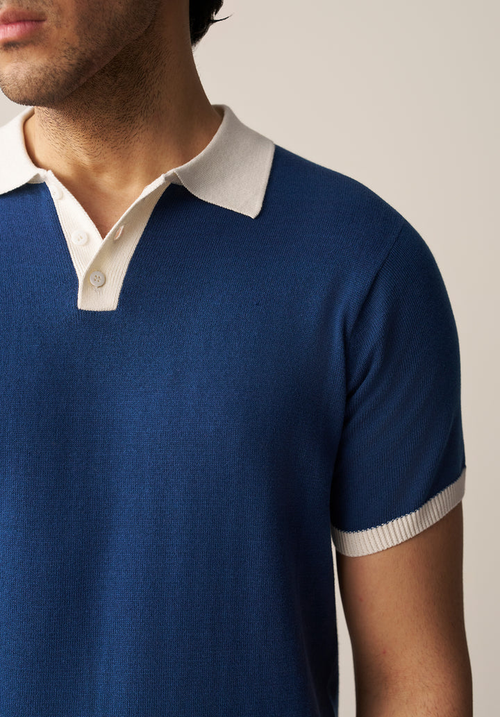 FINE KNIT POLO SHIRT (YTS-BL/W)