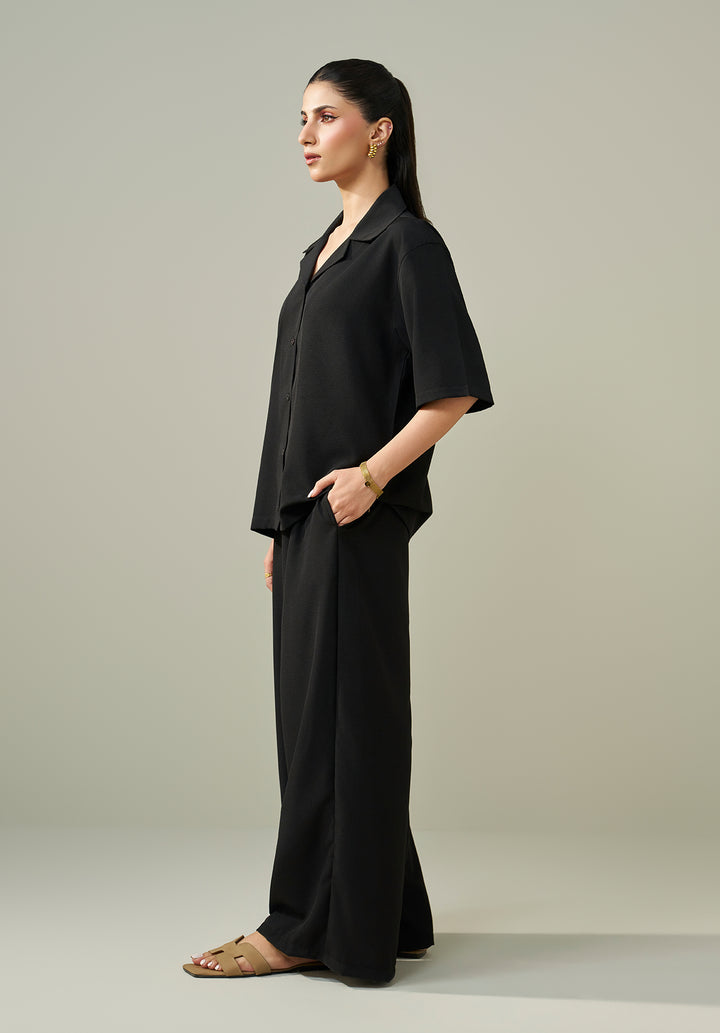 Textured Co ord set - Black