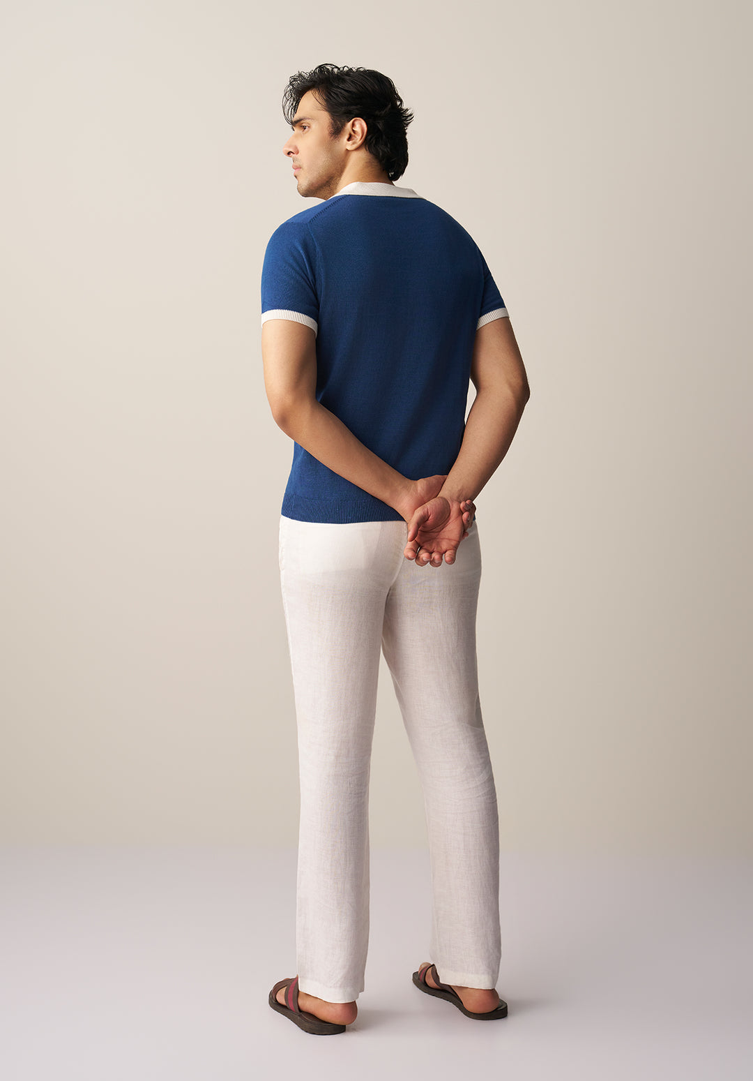 FINE KNIT POLO SHIRT (YTS-BL/W)