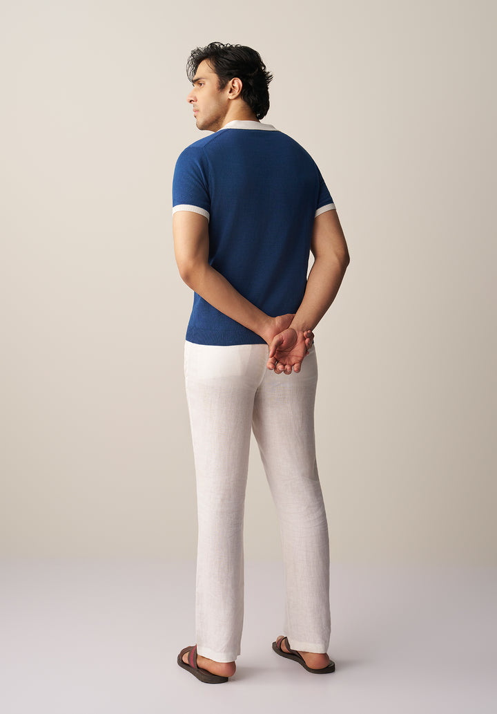 FINE KNIT POLO SHIRT (YTS-BL/W)