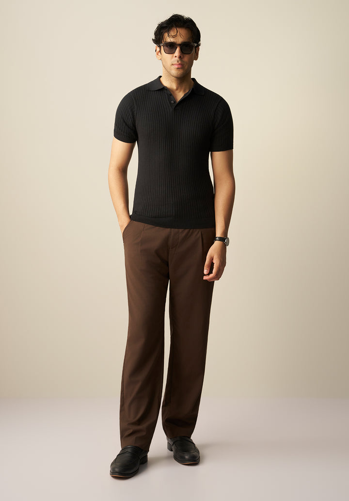 TEXTURED KNITTED POLO SHIRT (YTS-BK)