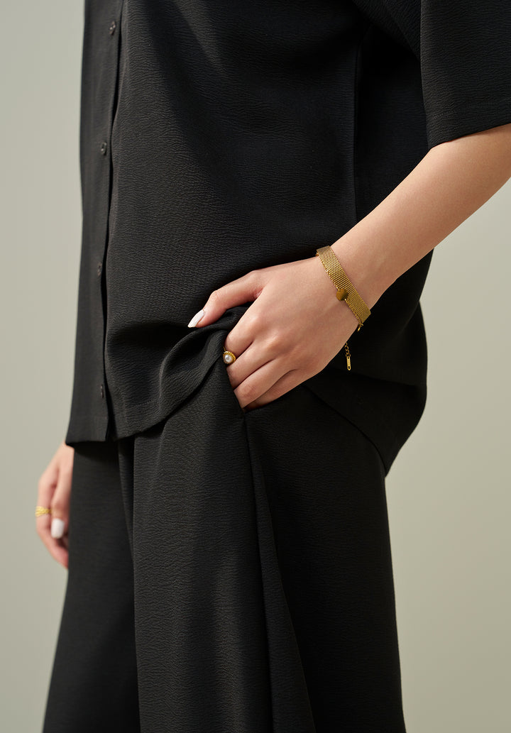 Textured Co ord set - Black