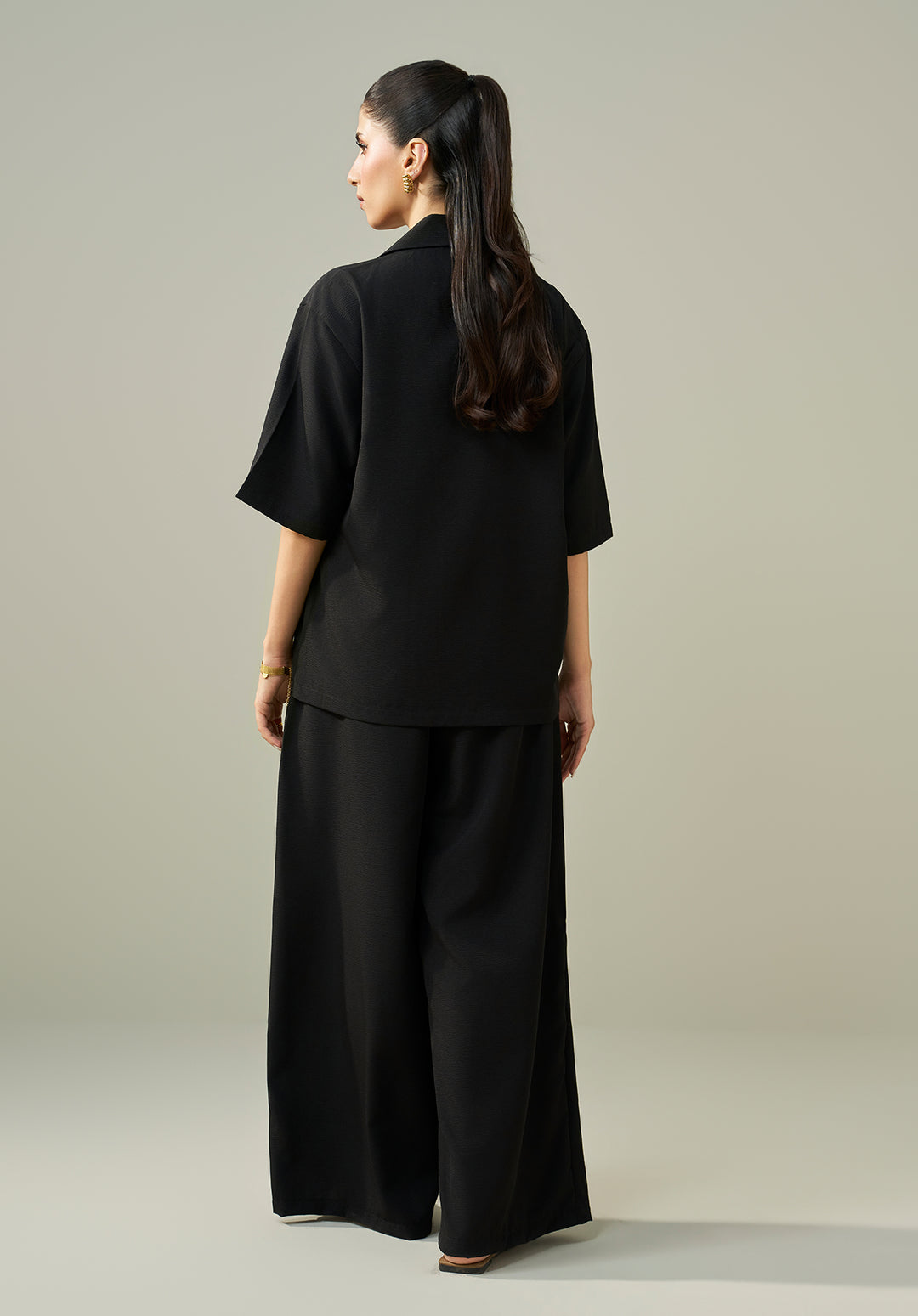 Textured Co ord set - Black