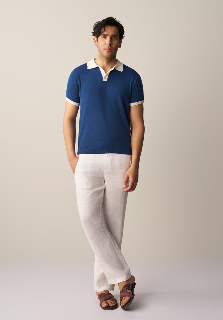 FINE KNIT POLO SHIRT (YTS-BL/W)
