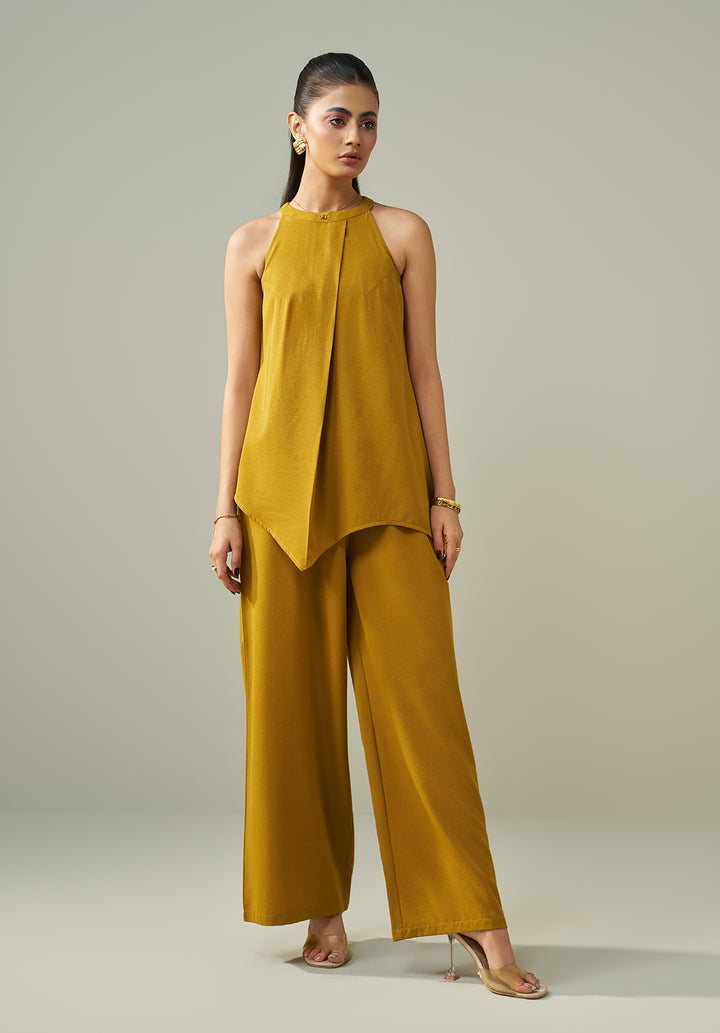 Drape Neck Co ord set -  Mustard