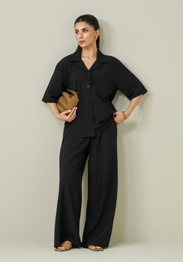 Textured Co ord set - Black