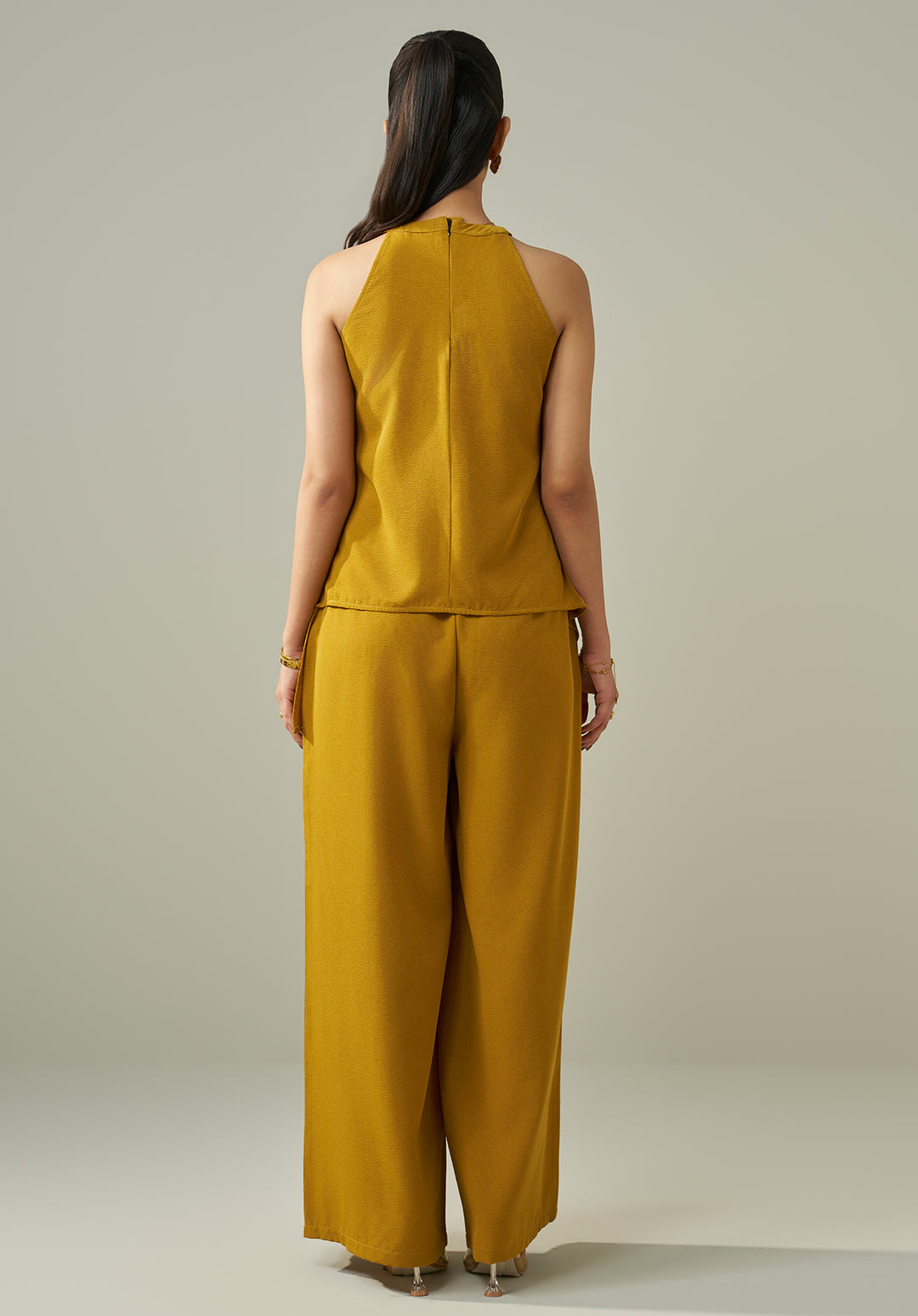 Drape Neck Co ord set -  Mustard