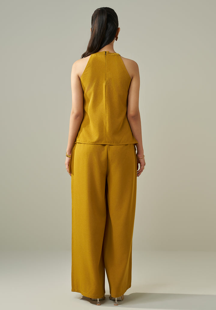 Drape Neck Co ord set -  Mustard