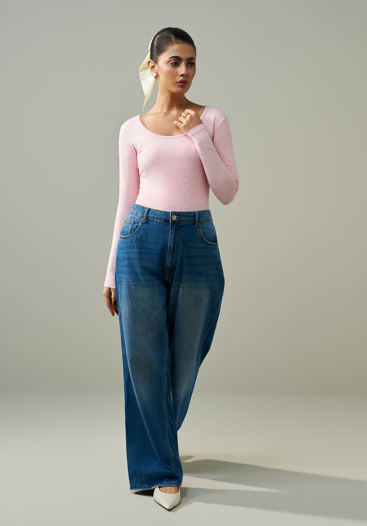 Pink Full Sleeves Bodysuit