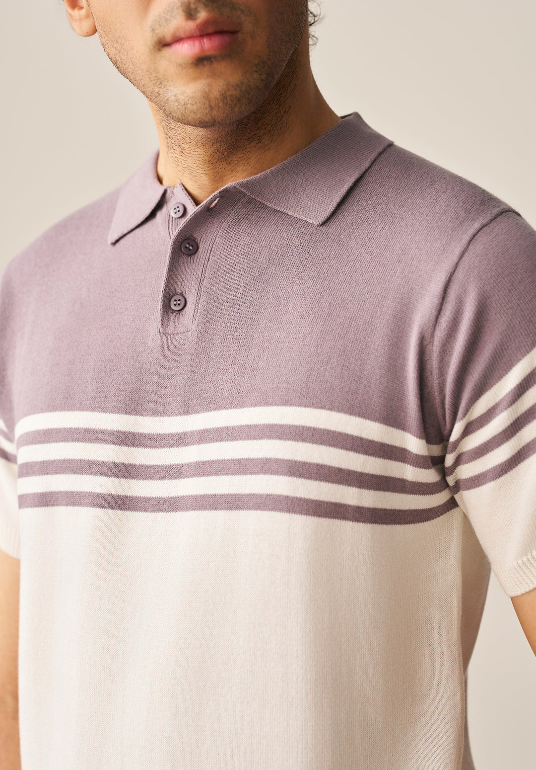 STRIPED KNITTED POLO SHIRT (YTS-GW)