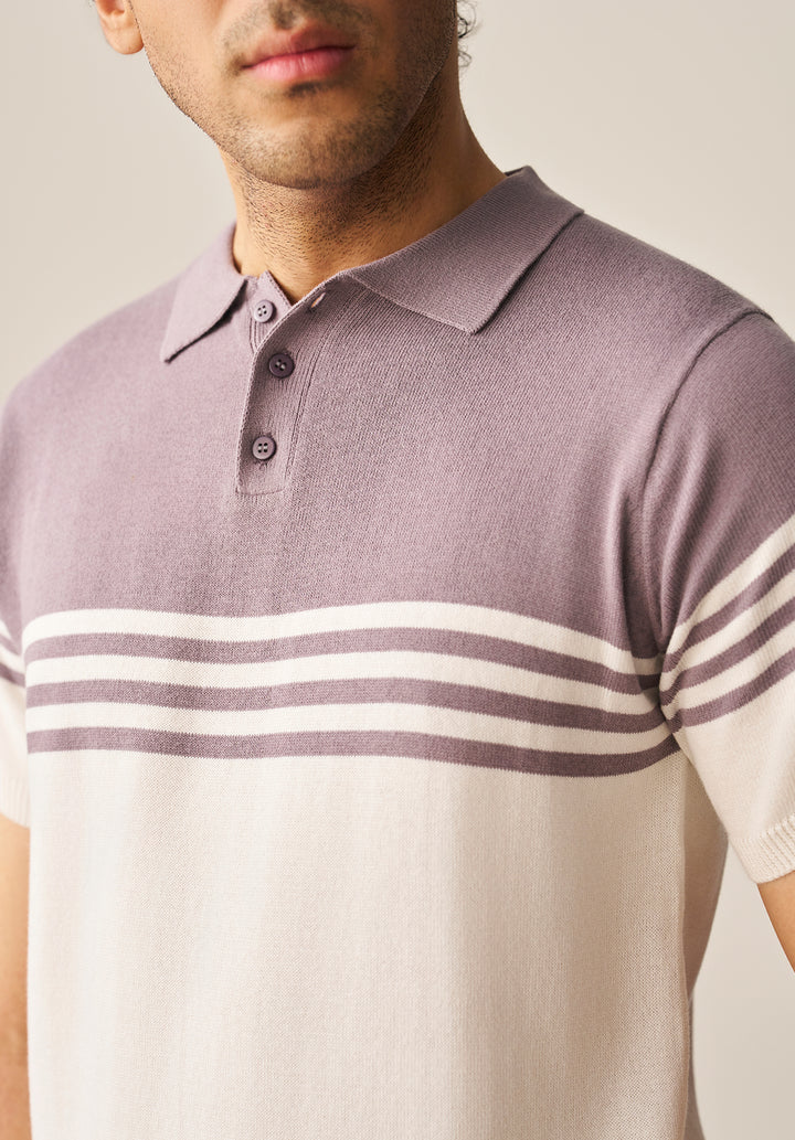 STRIPED KNITTED POLO SHIRT (YTS-GW)