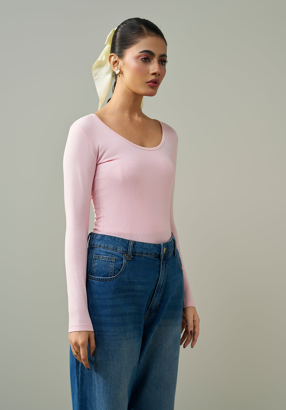 Pink Full Sleeves Bodysuit