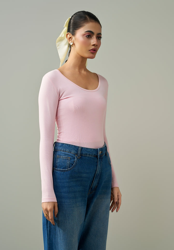 Pink Full Sleeves Bodysuit