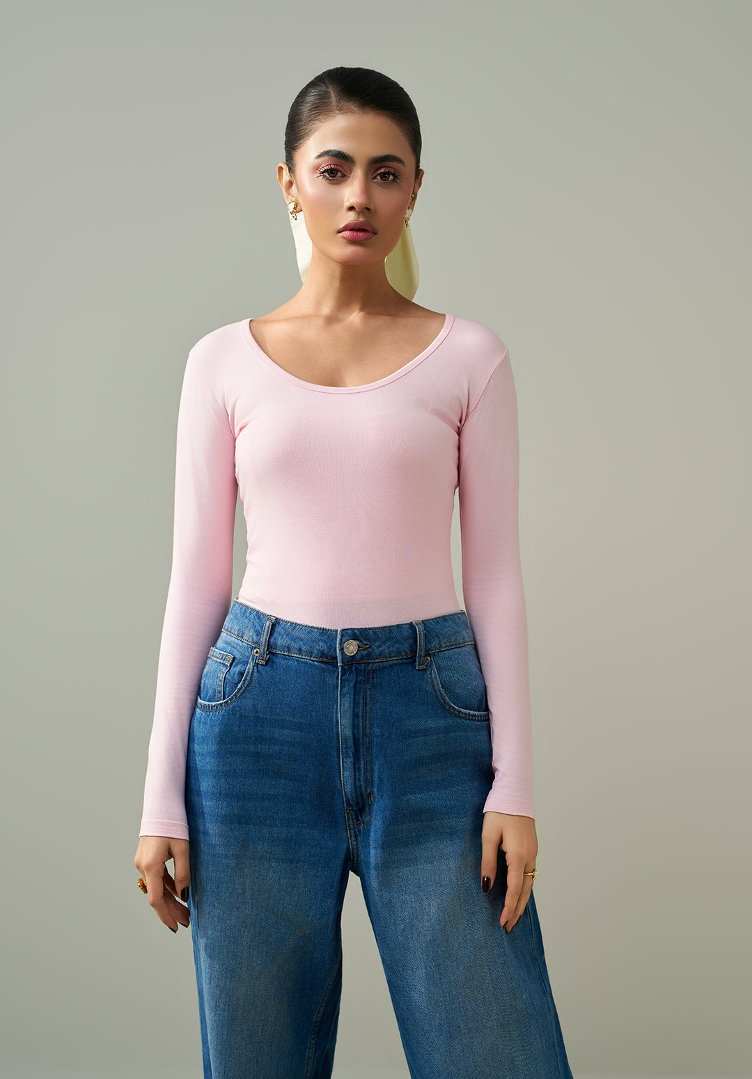 Pink Full Sleeves Bodysuit