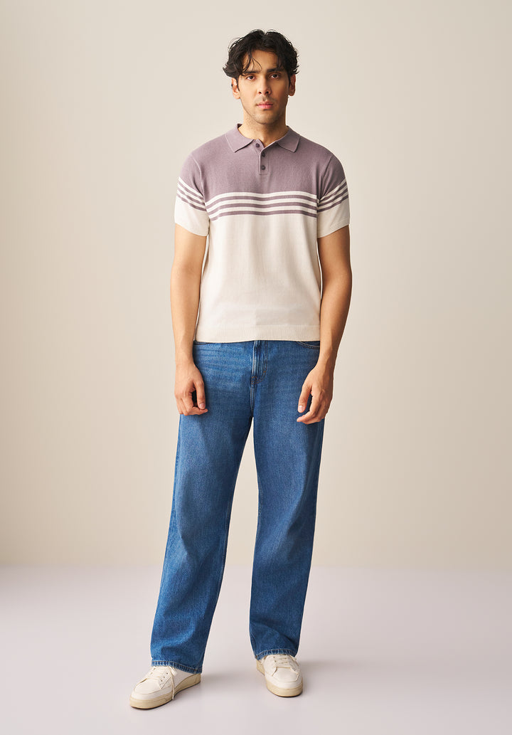 STRIPED KNITTED POLO SHIRT (YTS-GW)