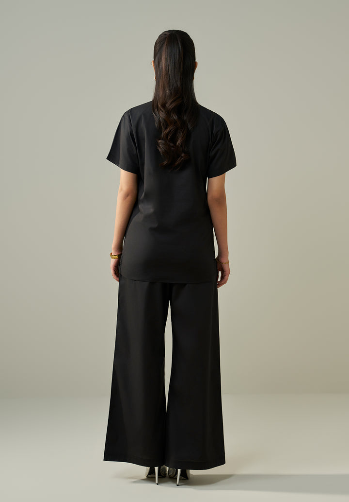 Black capped sleeves co ord set