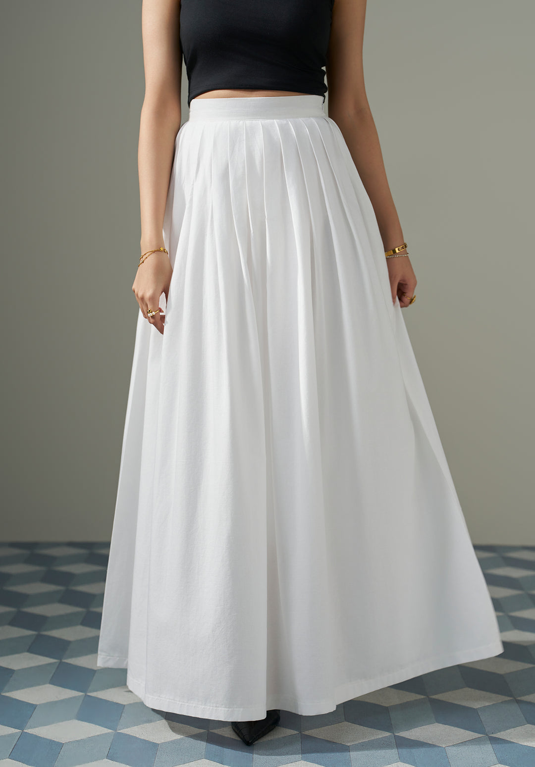 Pleated Skirt - White