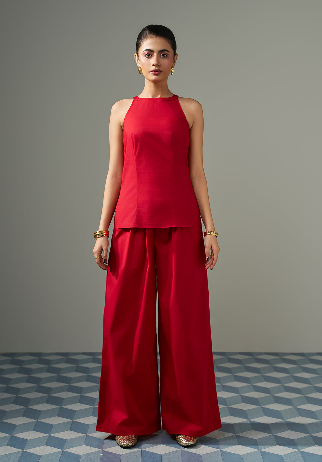 Halter neck Co ord set - Red