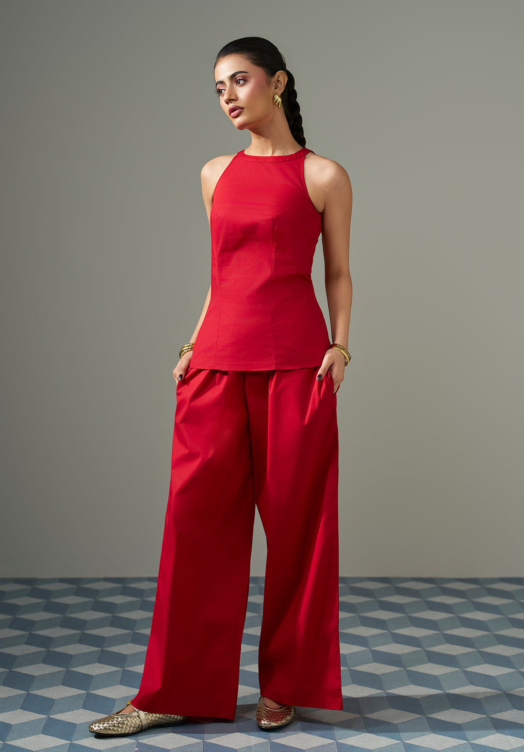 Halter neck Co ord set - Red