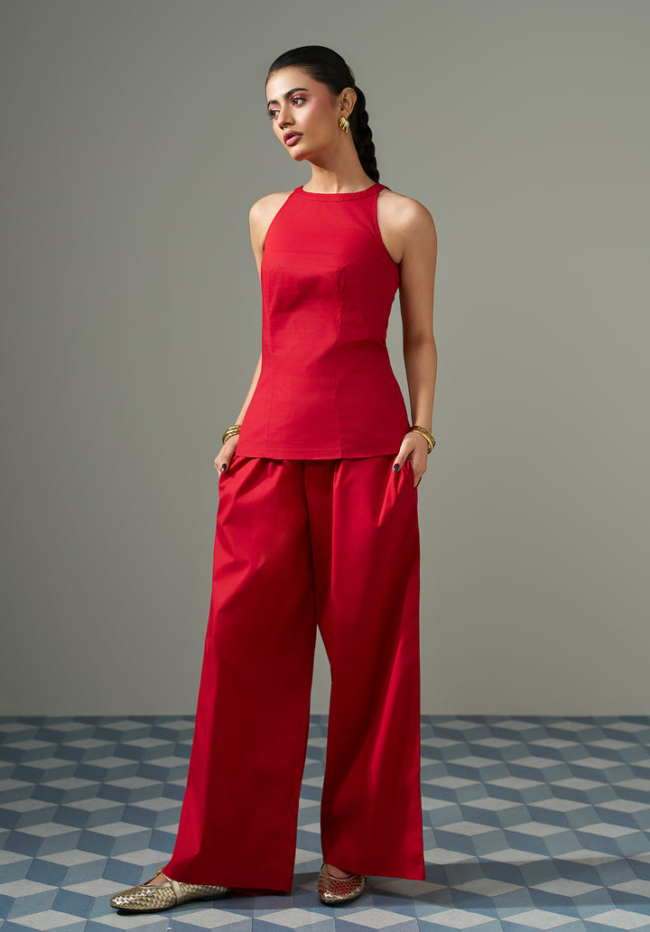 Halter neck Co ord set - Red