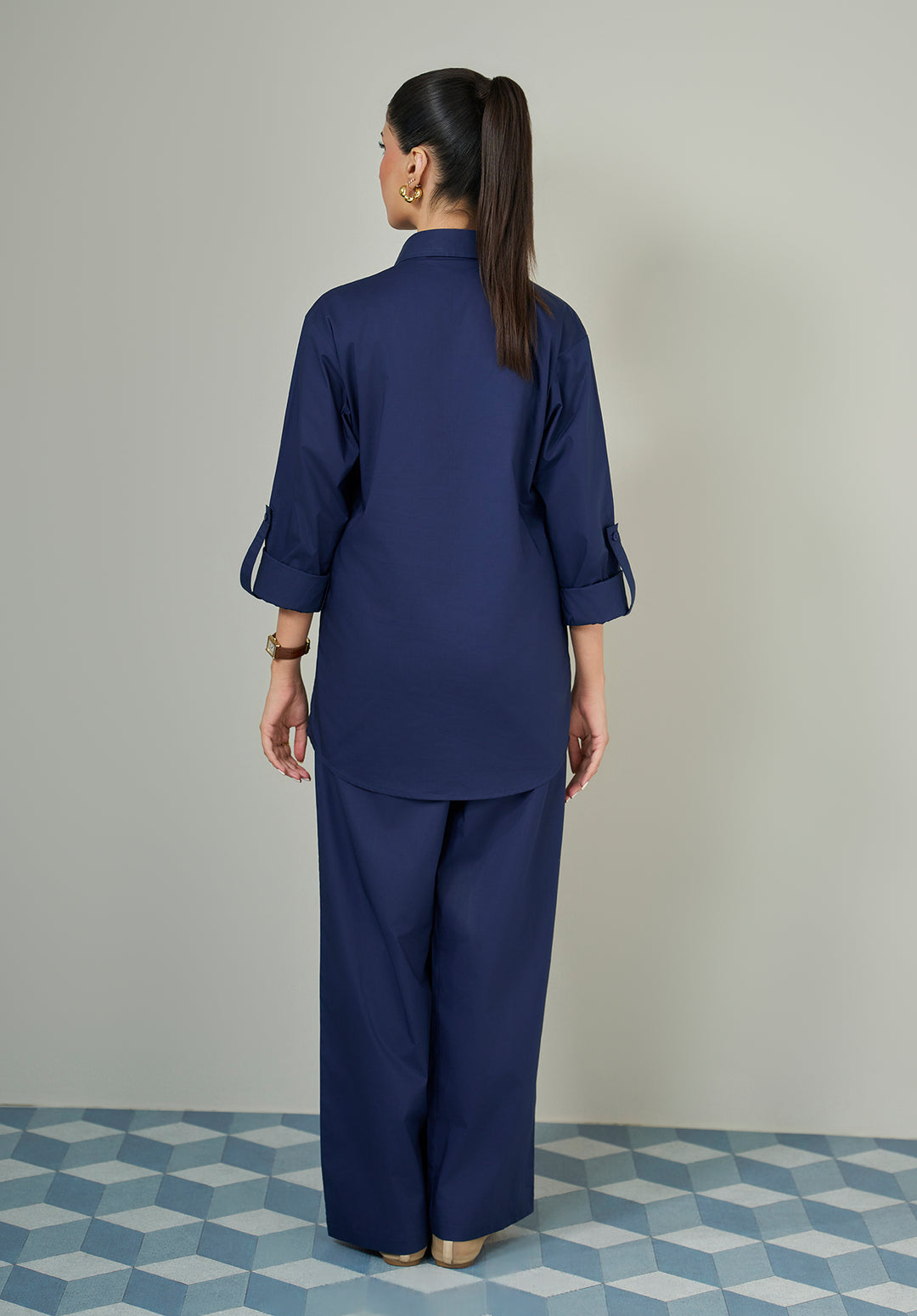 Blue button down co ord set