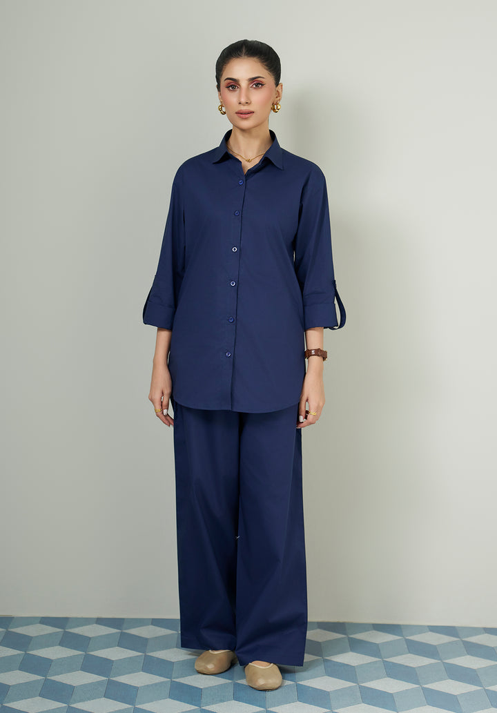 Blue button down co ord set