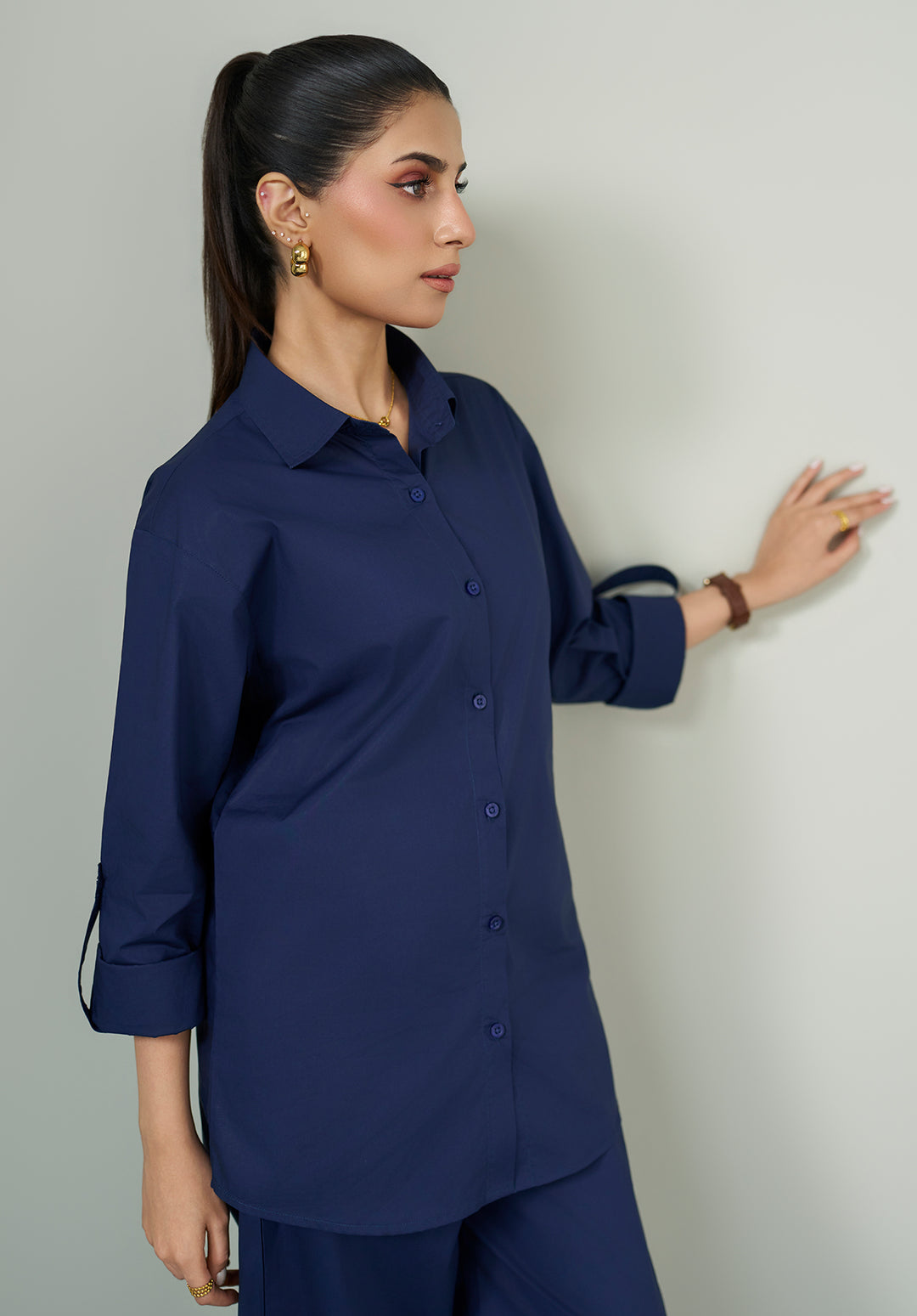 Blue button down co ord set
