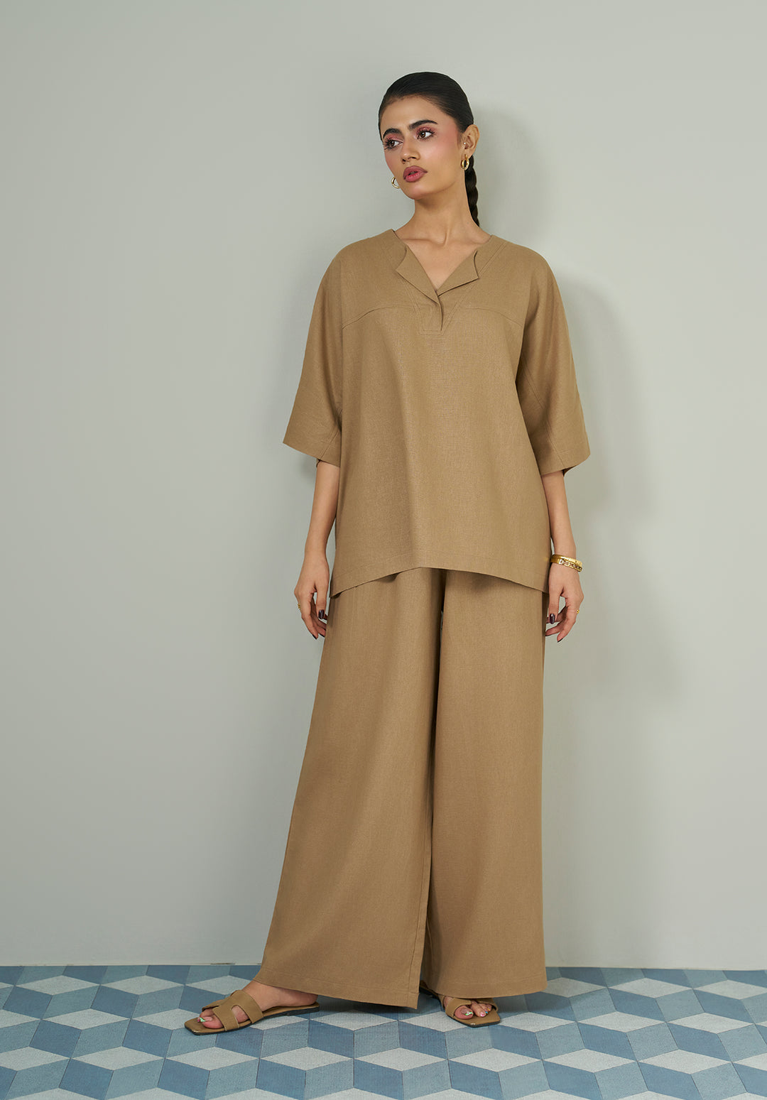 Mocha V Neck Co ord set