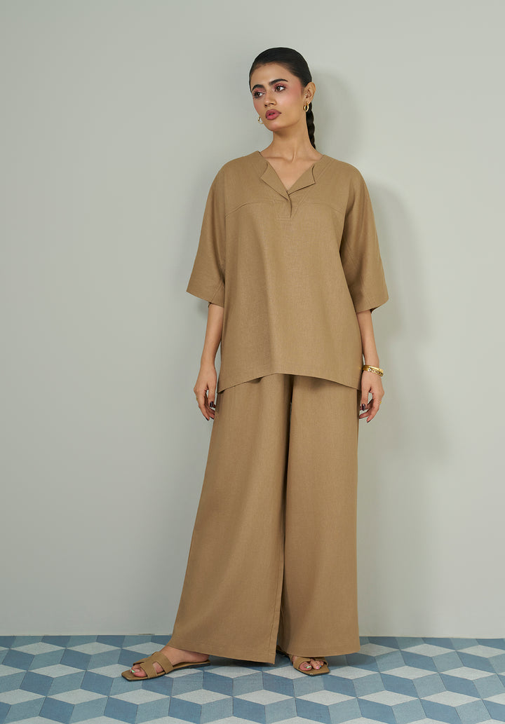 Mocha V Neck Co ord set