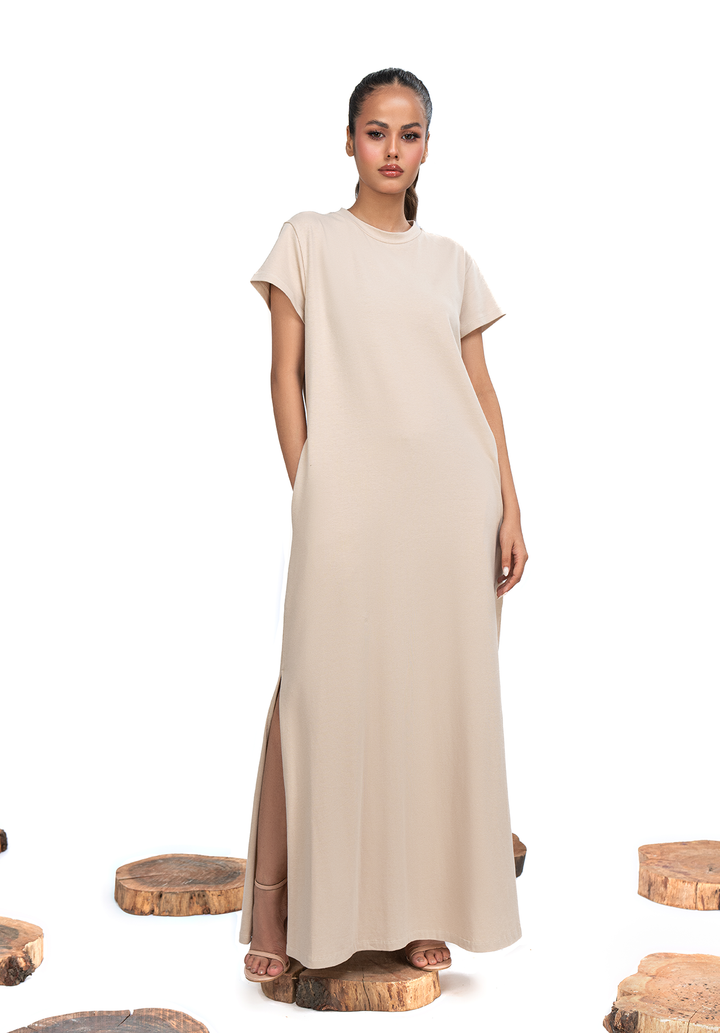 Beige T Shirt Dress