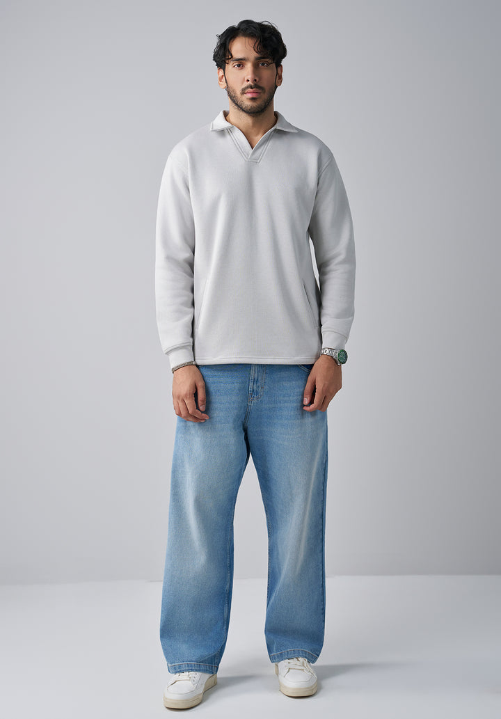Grey V Collar Sweat Shirt