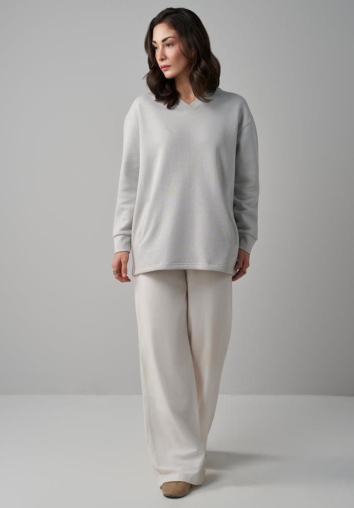 Grey V Neck Sweatshirt