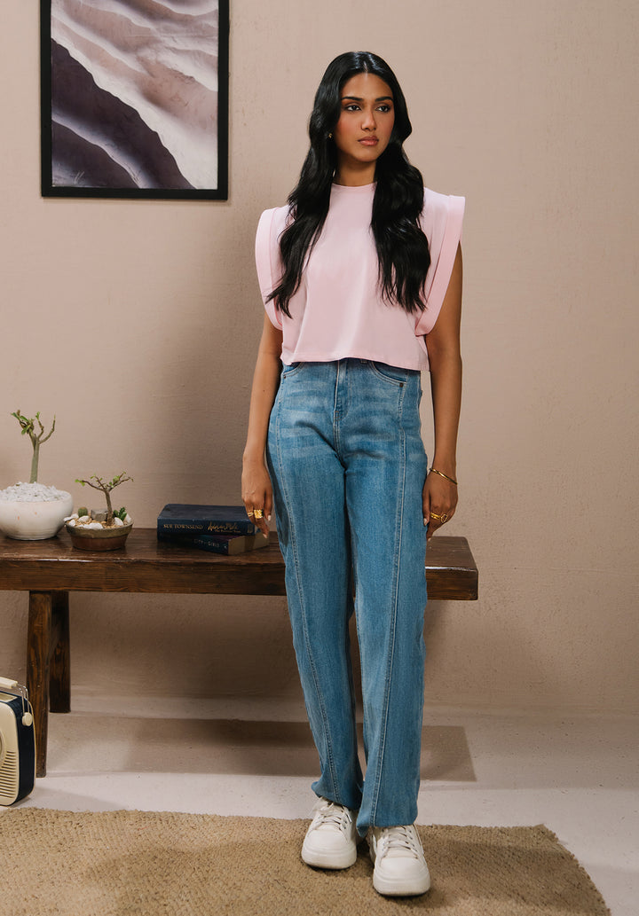 Light Pink Sleeveless Crop Top
