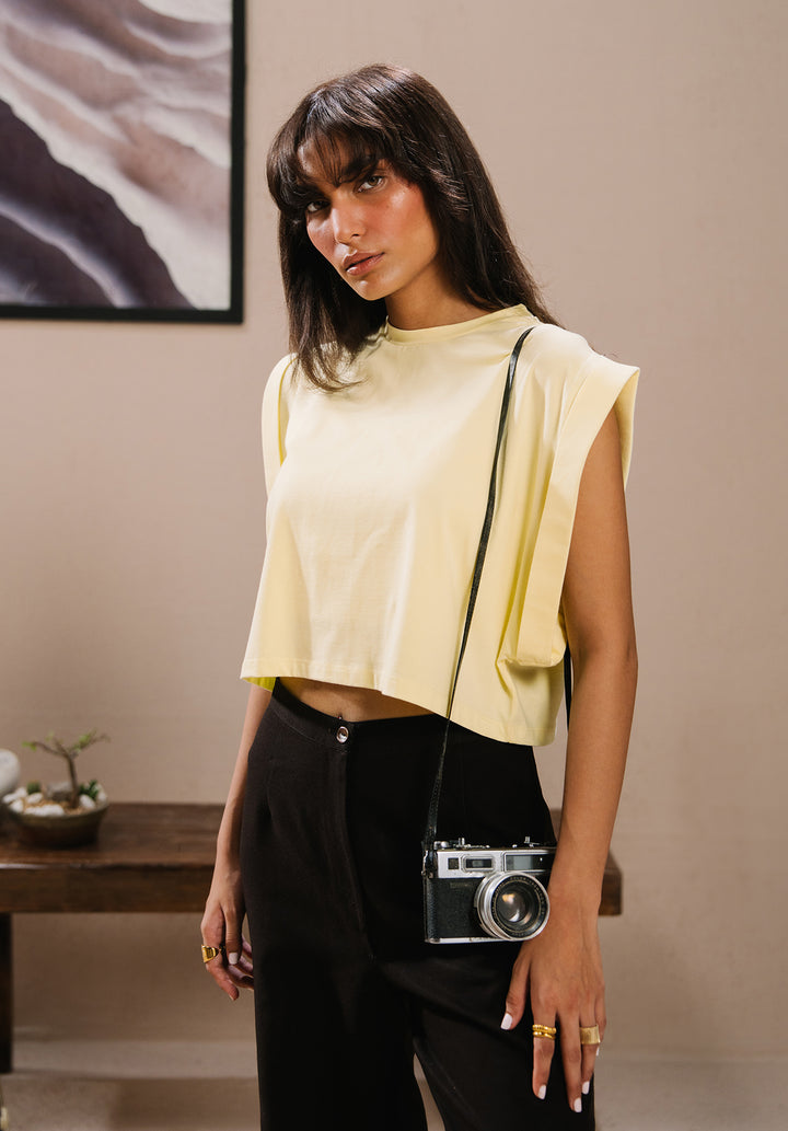 Butter Yellow Sleeveless Crop Top