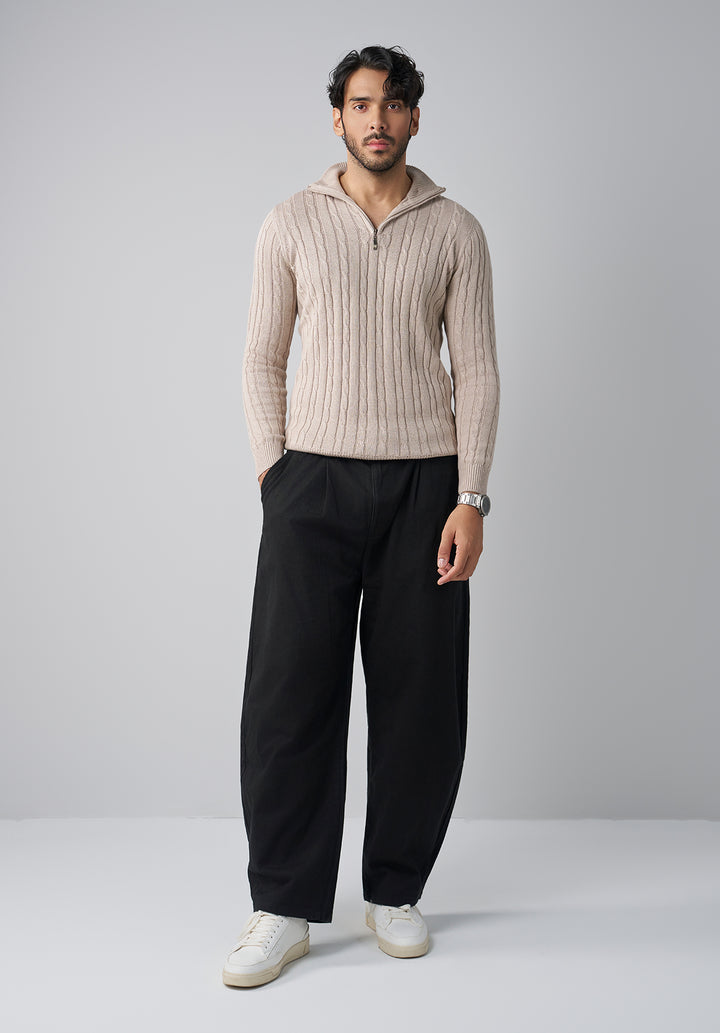 Cable knit half zip sweater