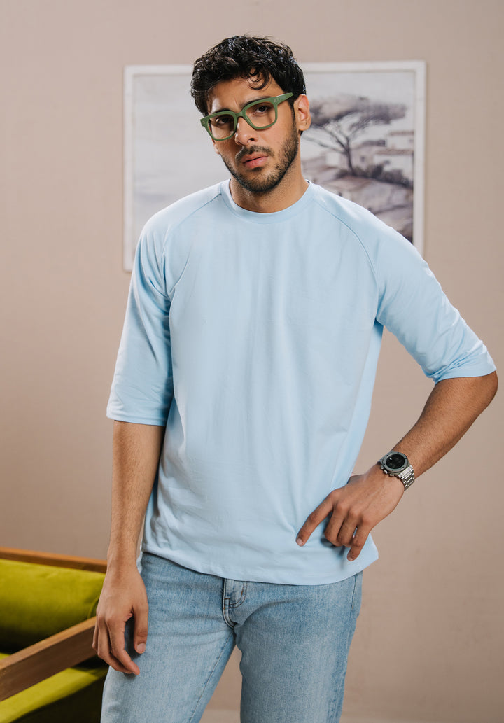 Sky Blue Drop Shoulder Tshirt MEN