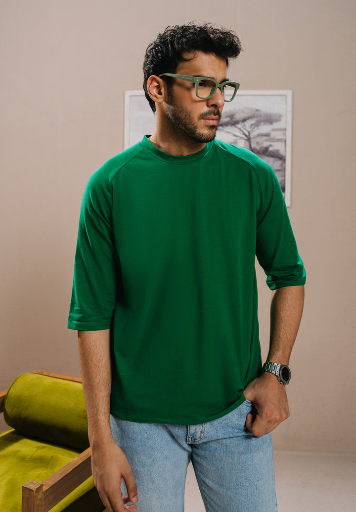 Dark Green Drop Shoulder Tshirt MEN