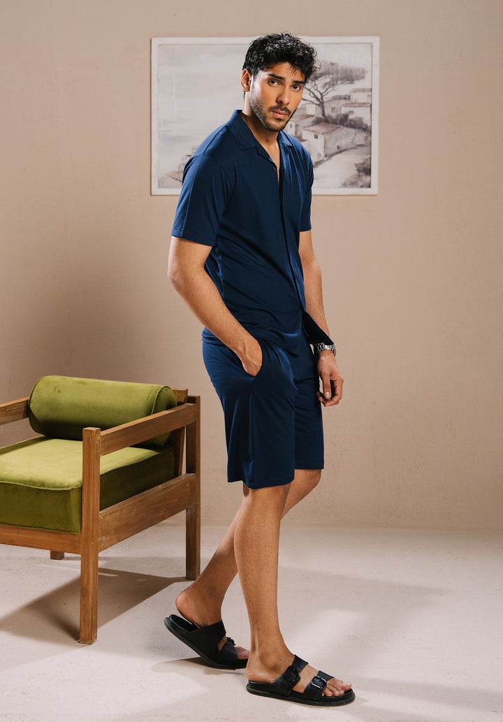 Blue Button Down Co ord Set