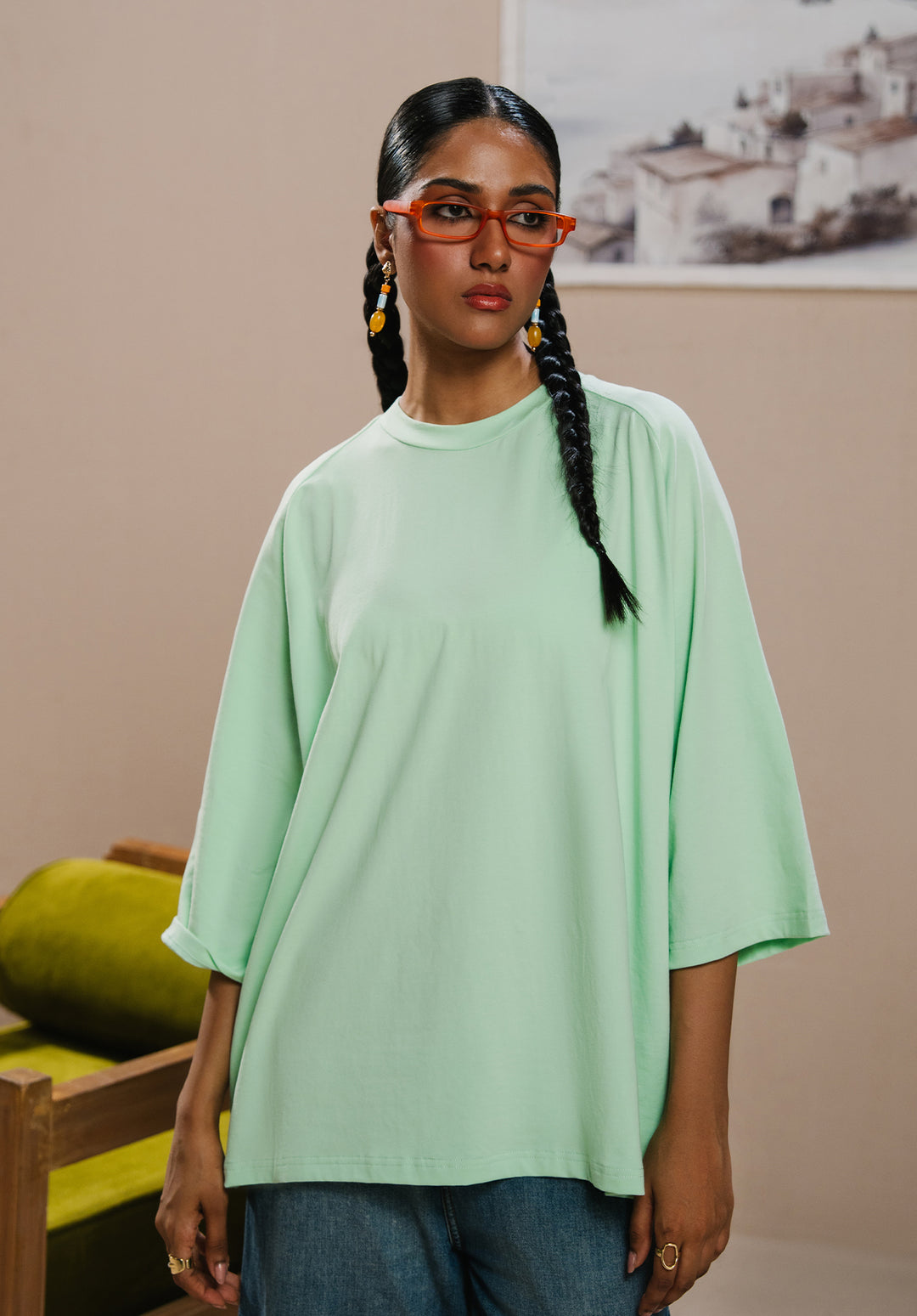 Lime Green Drop Shoulder Tshirt Women