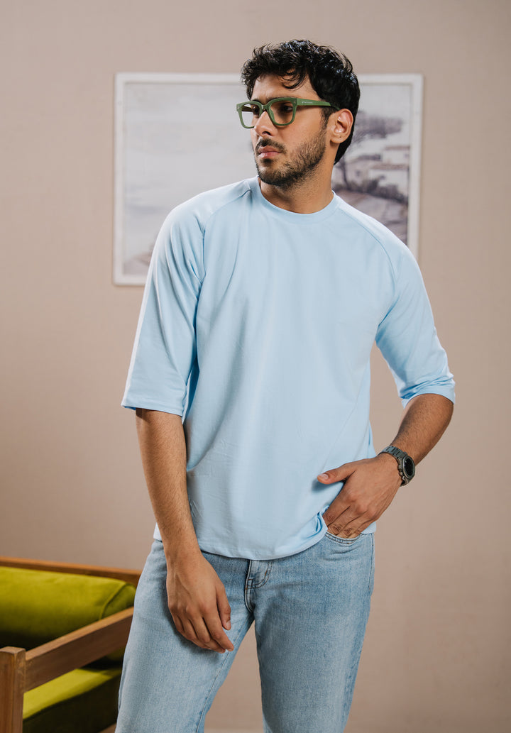 Sky Blue Drop Shoulder Tshirt MEN