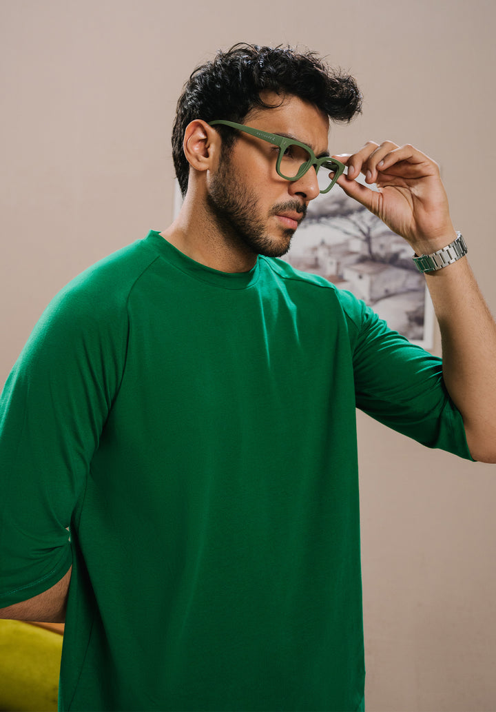 Dark Green Drop Shoulder Tshirt MEN