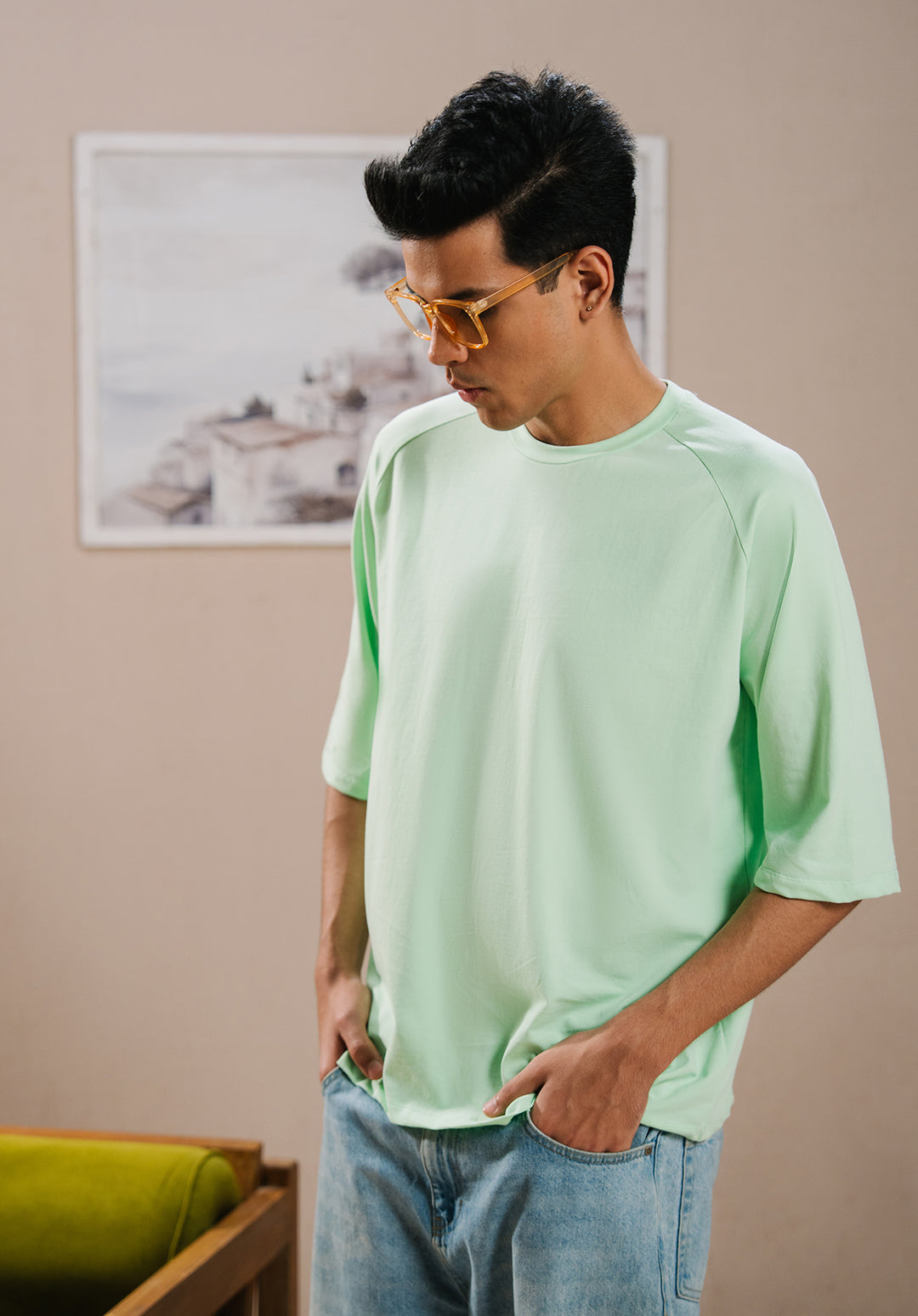 Lime Green Drop Shoulder Tshirt MEN