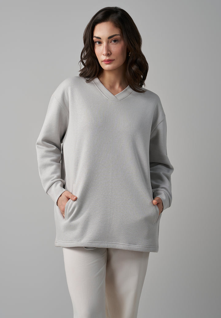 Grey V Neck Sweatshirt