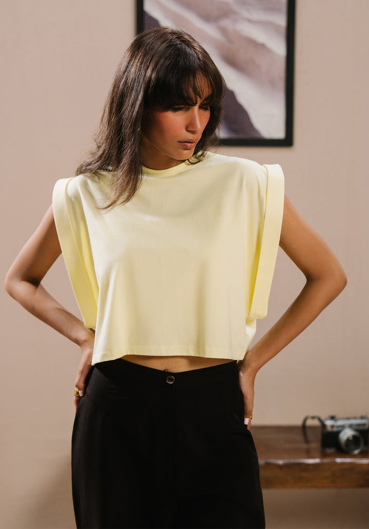 Butter Yellow Sleeveless Crop Top