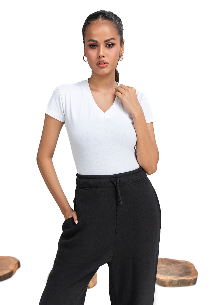 White Capped Sleeves Bodysuit