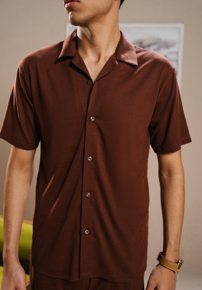 Brown Button Down Co ord Set