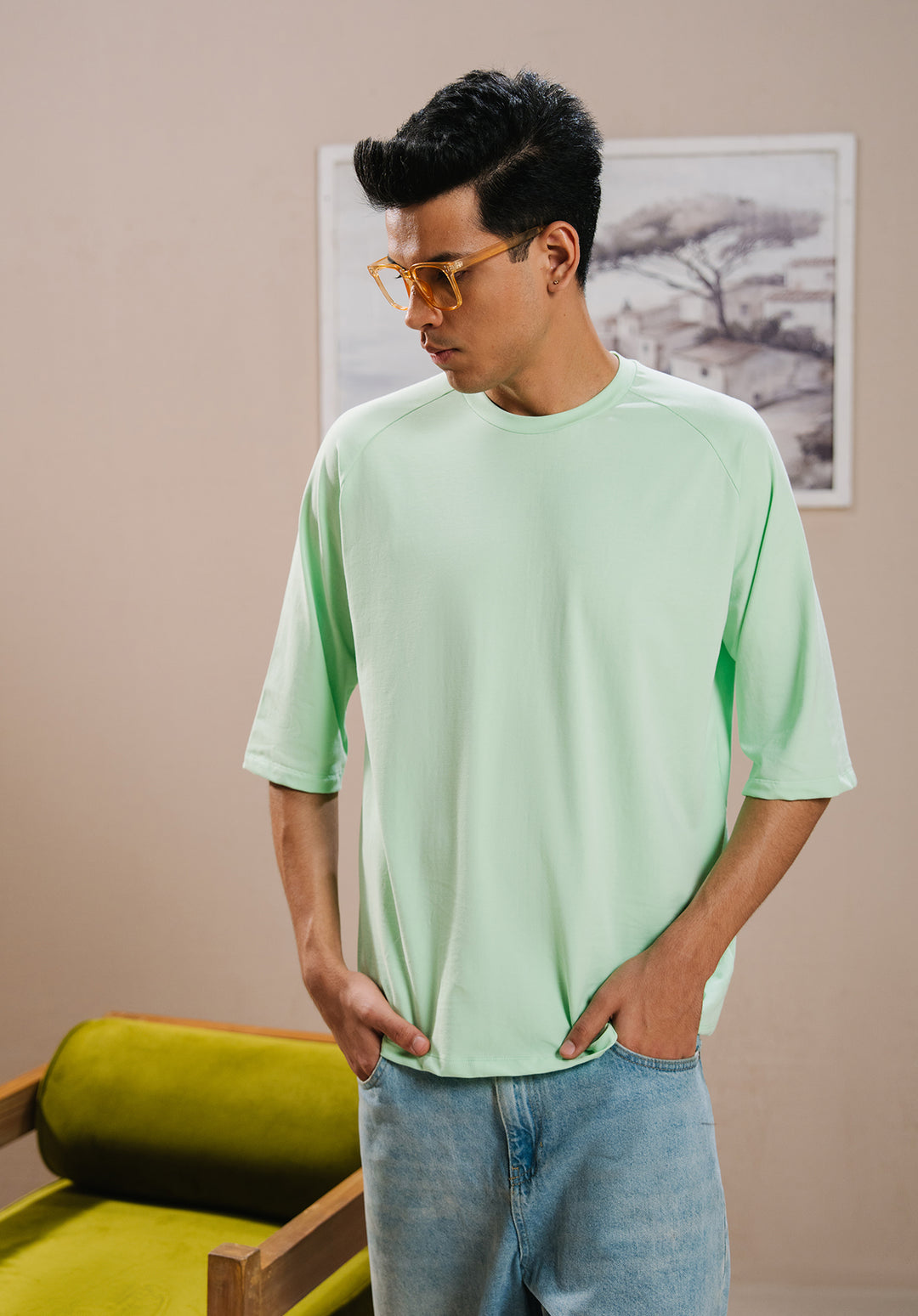 Lime Green Drop Shoulder Tshirt MEN