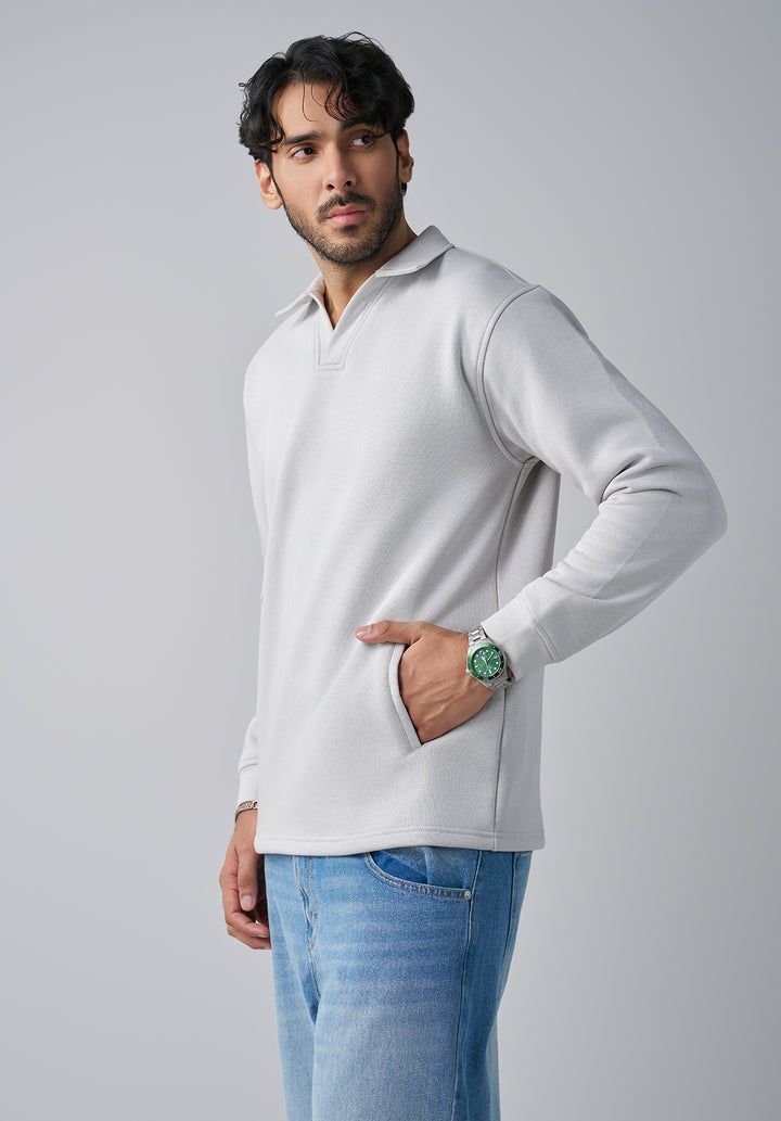 Grey V Collar Sweat Shirt