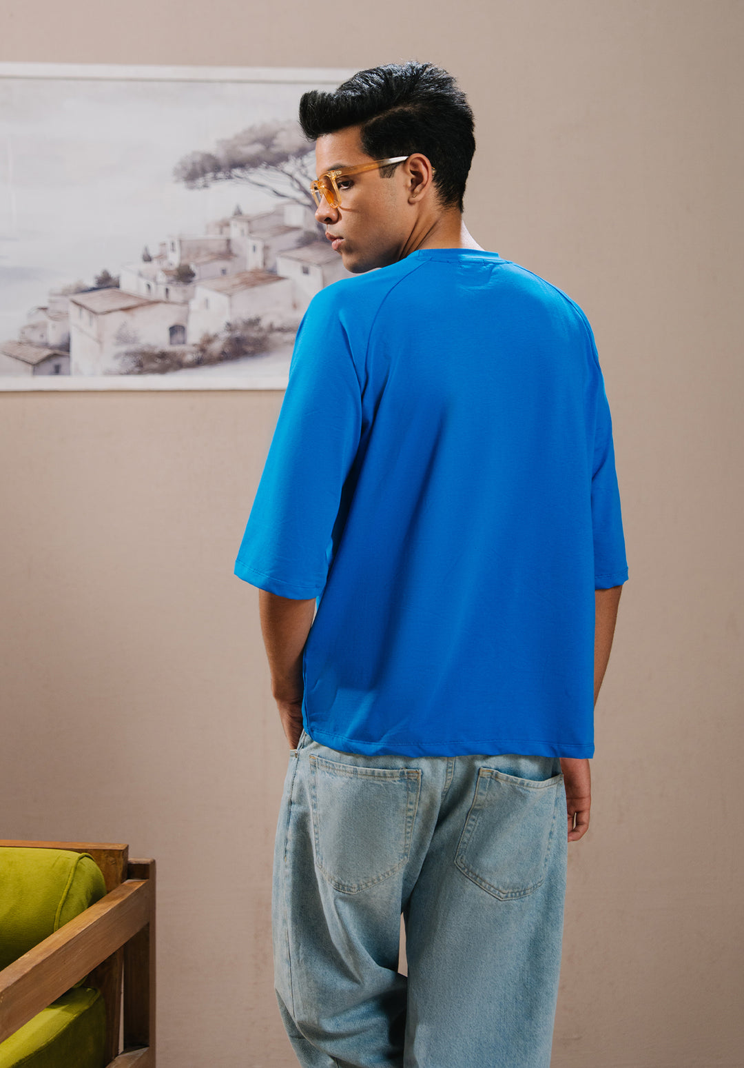 Blue Drop Shoulder Tshirt MEN