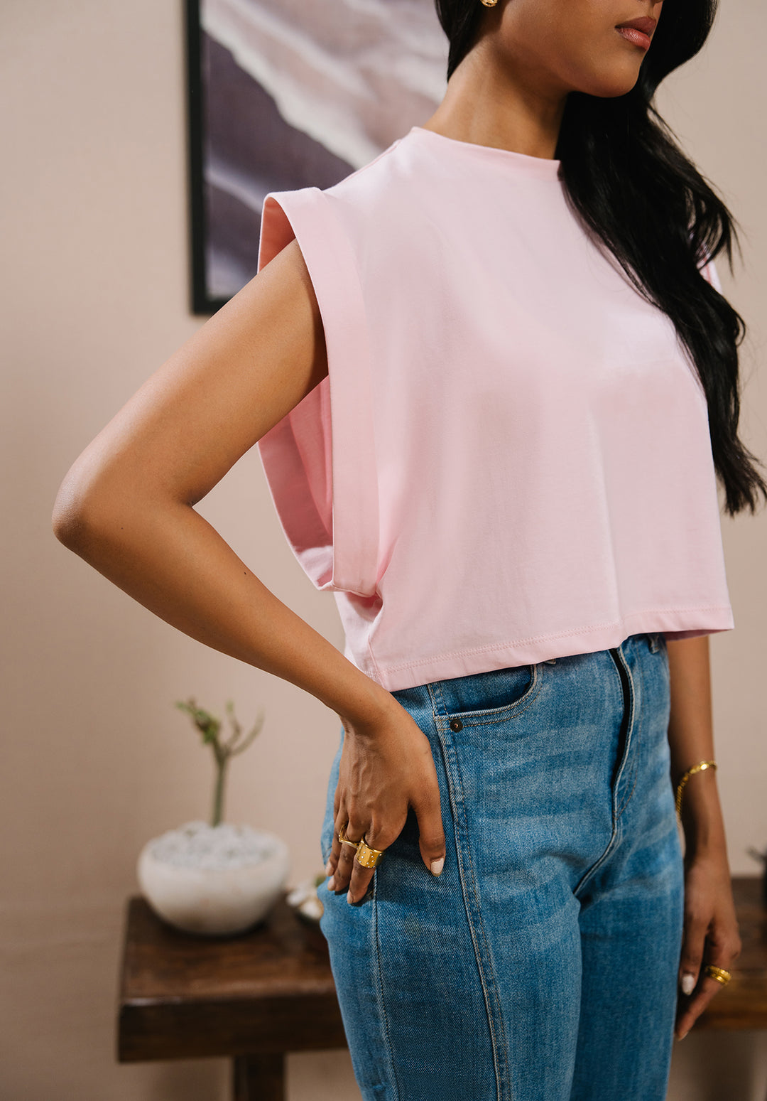 Light Pink Sleeveless Crop Top
